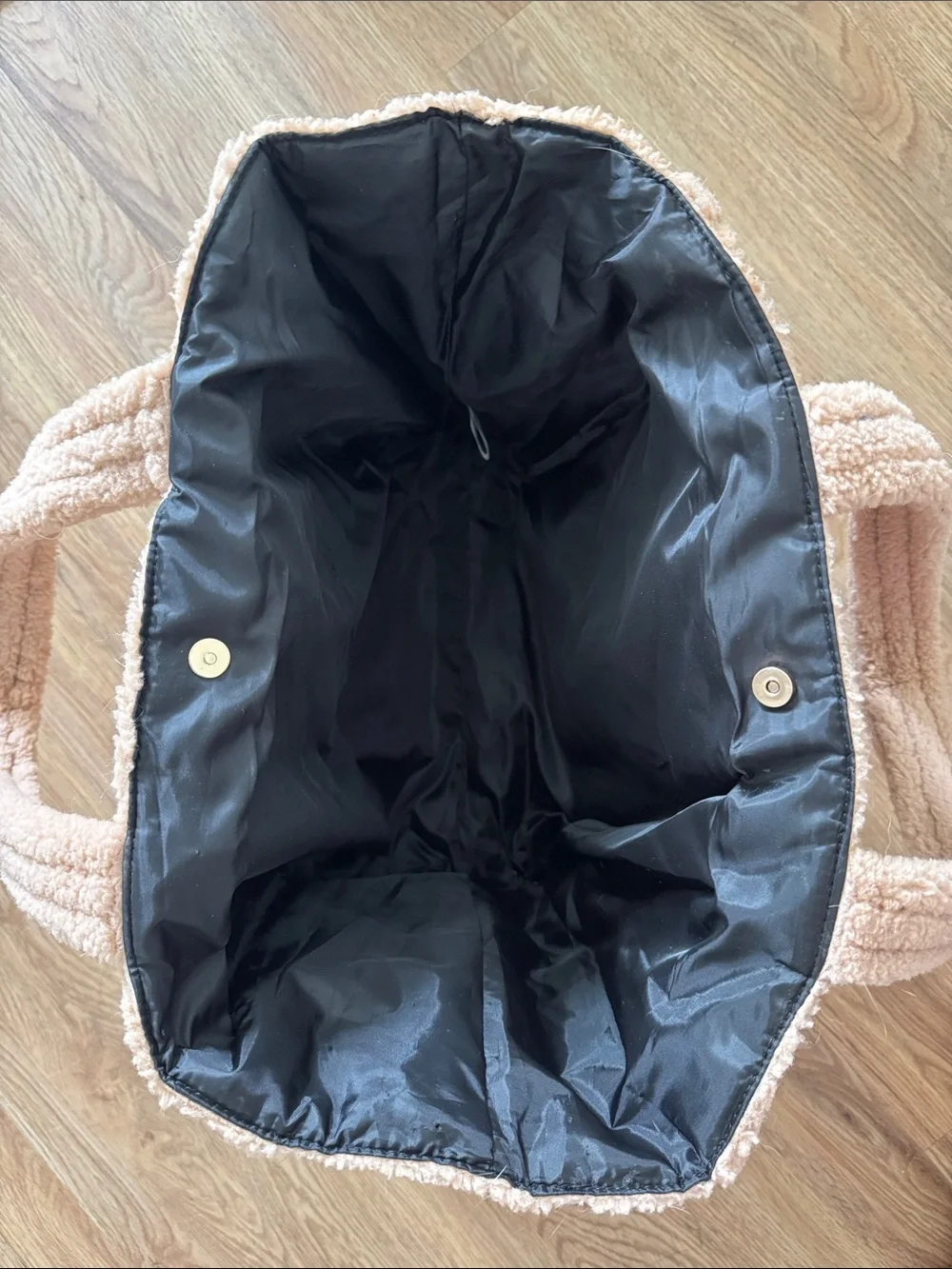 Victoria's Secret Tan Shearling Tote with Embossed VS Logo
